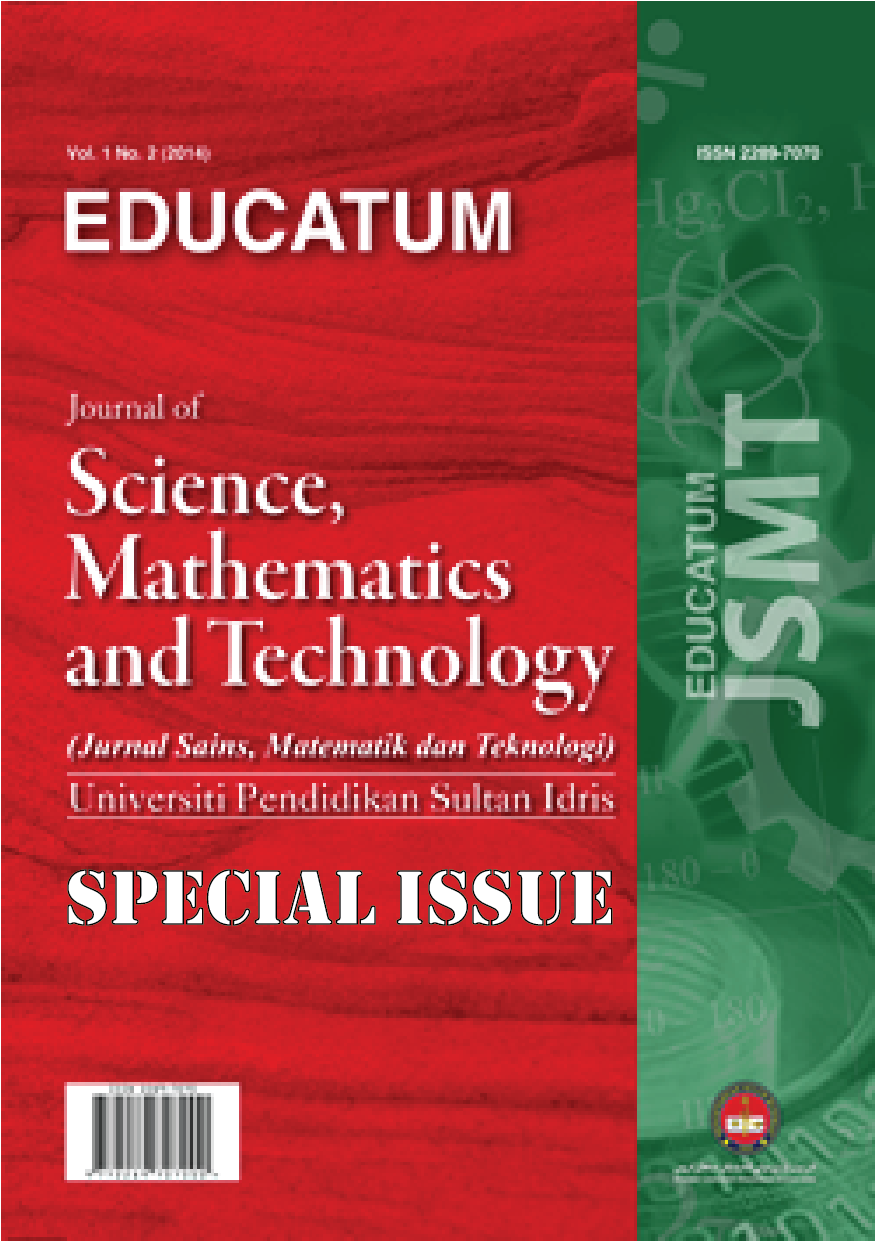 					View Vol. 9 (2022): SPECIAL ISSUE (2022) EDUCATUM Journal of Science, Mathematics and Technology (EJSMT)
				